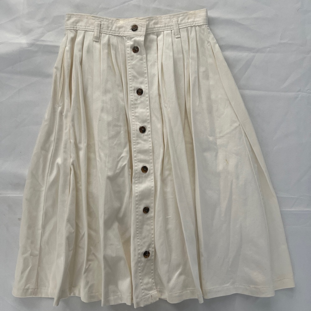 Vintage off white Button-Front Pleated Skirt